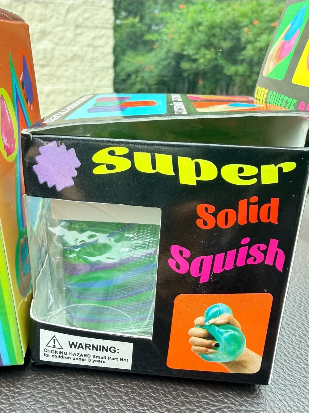 2 Cube Squeeze Ball - Green & Purple Swirl